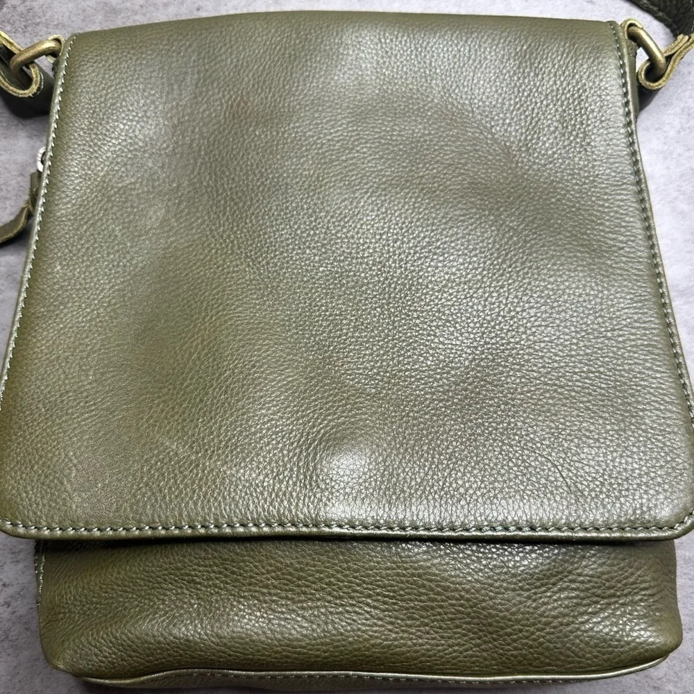 R.P.S. Rock Paper Scissors Leather Crossbody Bag – Olive Green